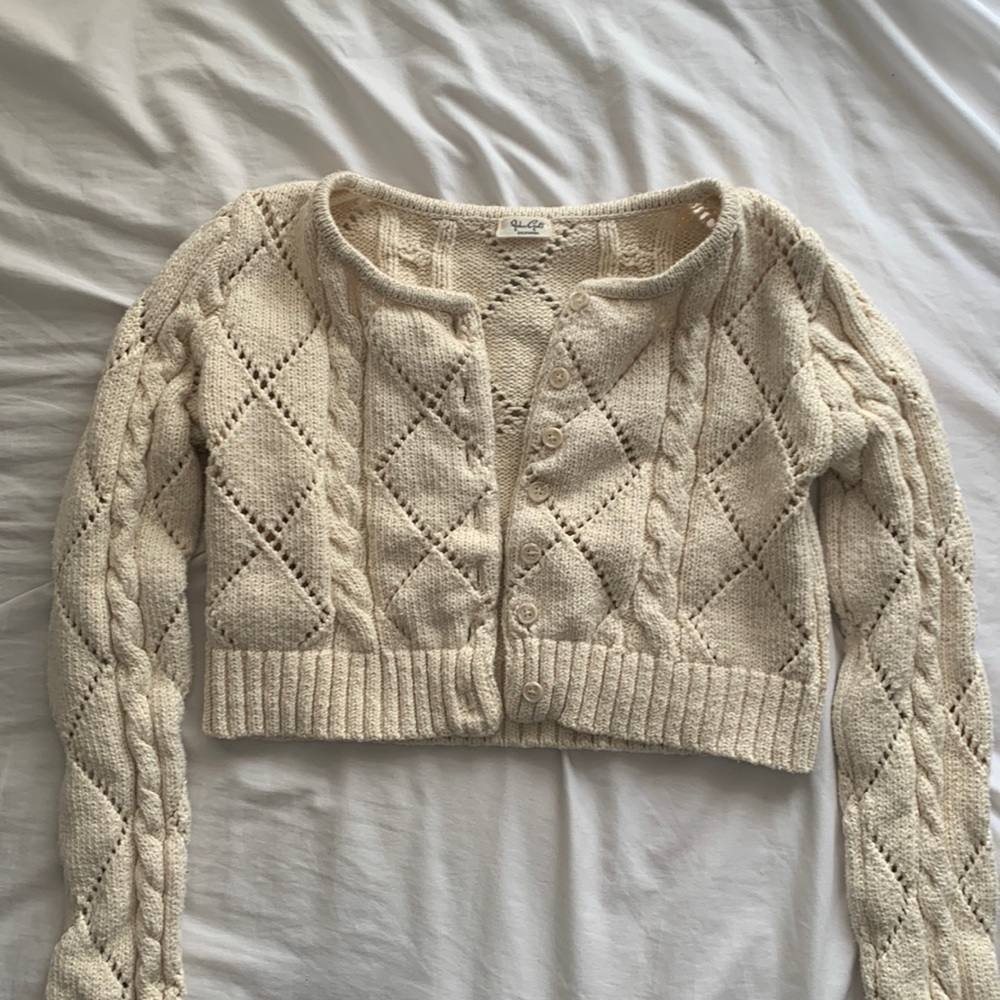 Pacsun cropped cardigan | John Galt Cream Agnes Pointelle Cardigan
